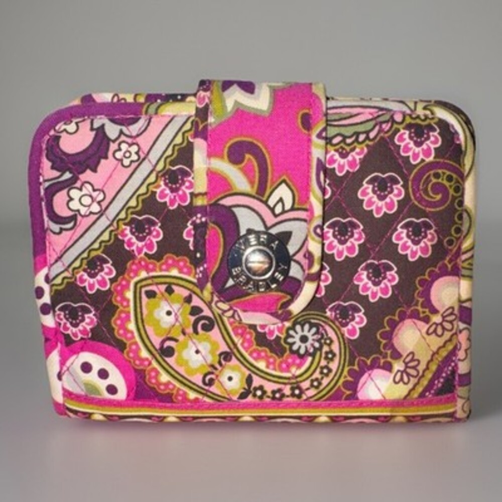 Vera Bradley Very Berry Paisley Retired Pattern Wallet Card Coin Holder GUC
